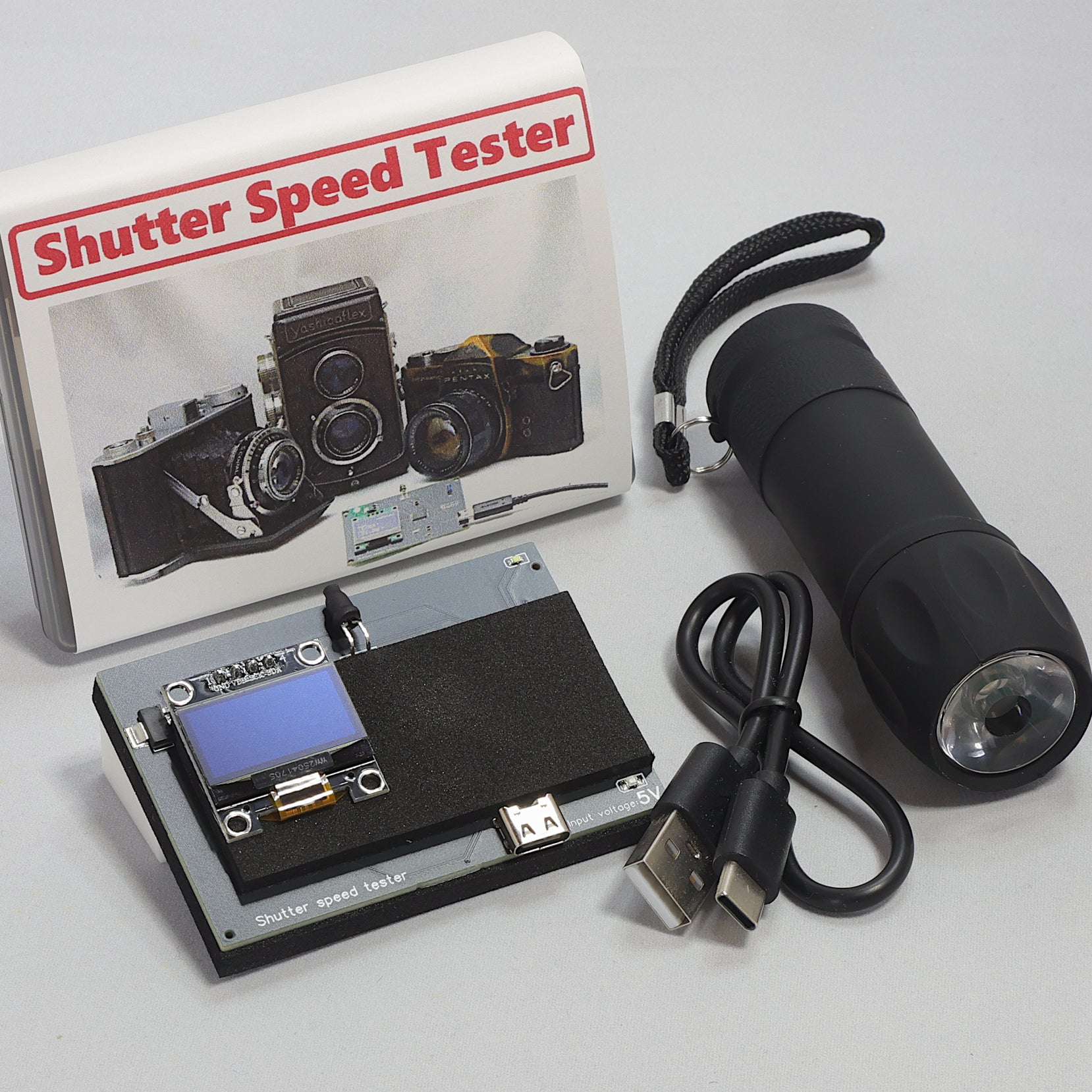 改良版シャッタースピードテスター（35mmフイルムカメラ用／光源ライト付き シャッタースピードテスターMini・光源ライト付き（フォーカルプレーン
