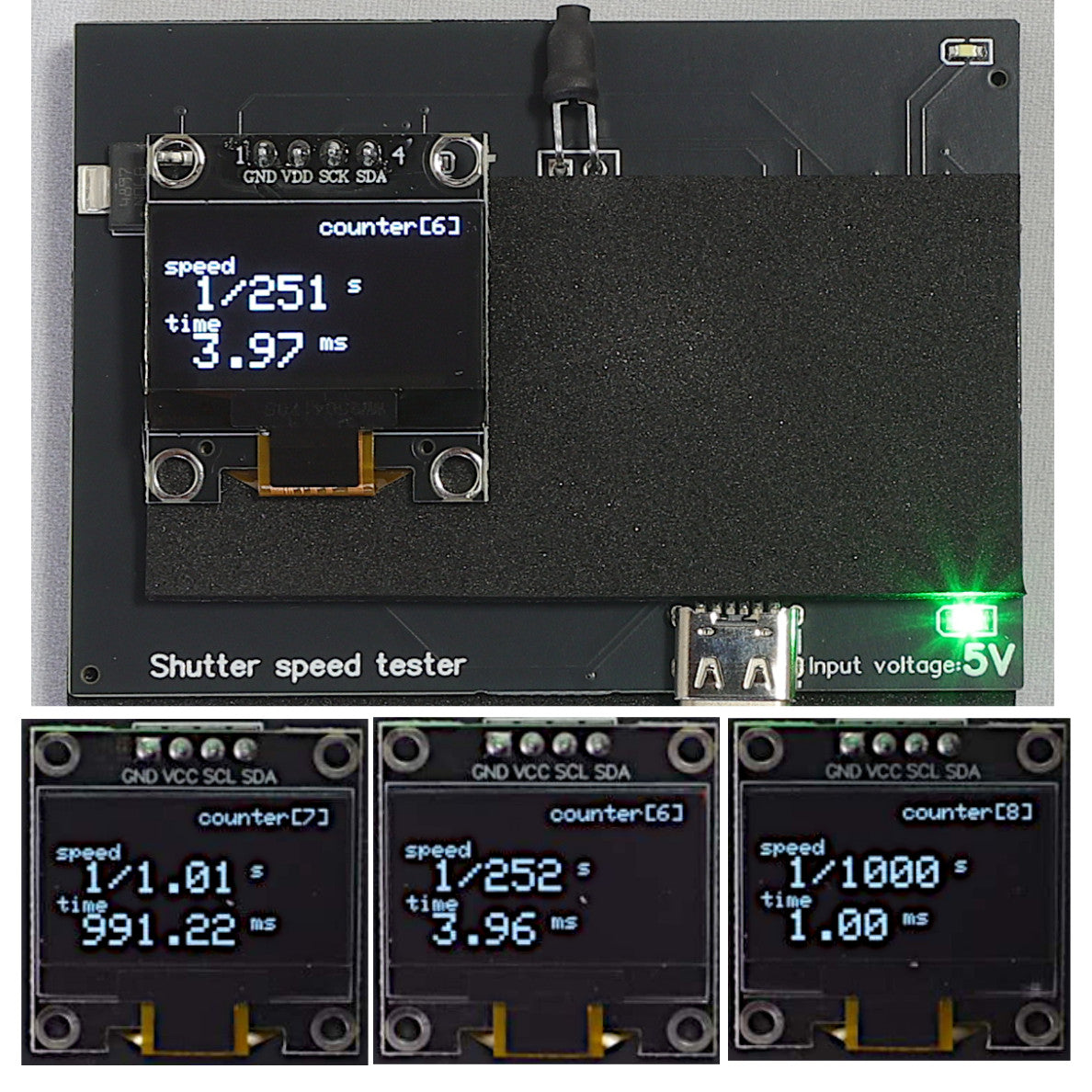 改良版シャッタースピードテスター（35mmフイルムカメラ用／光源ライト付き シャッタースピードテスターMini・光源ライト付き（フォーカルプレーン