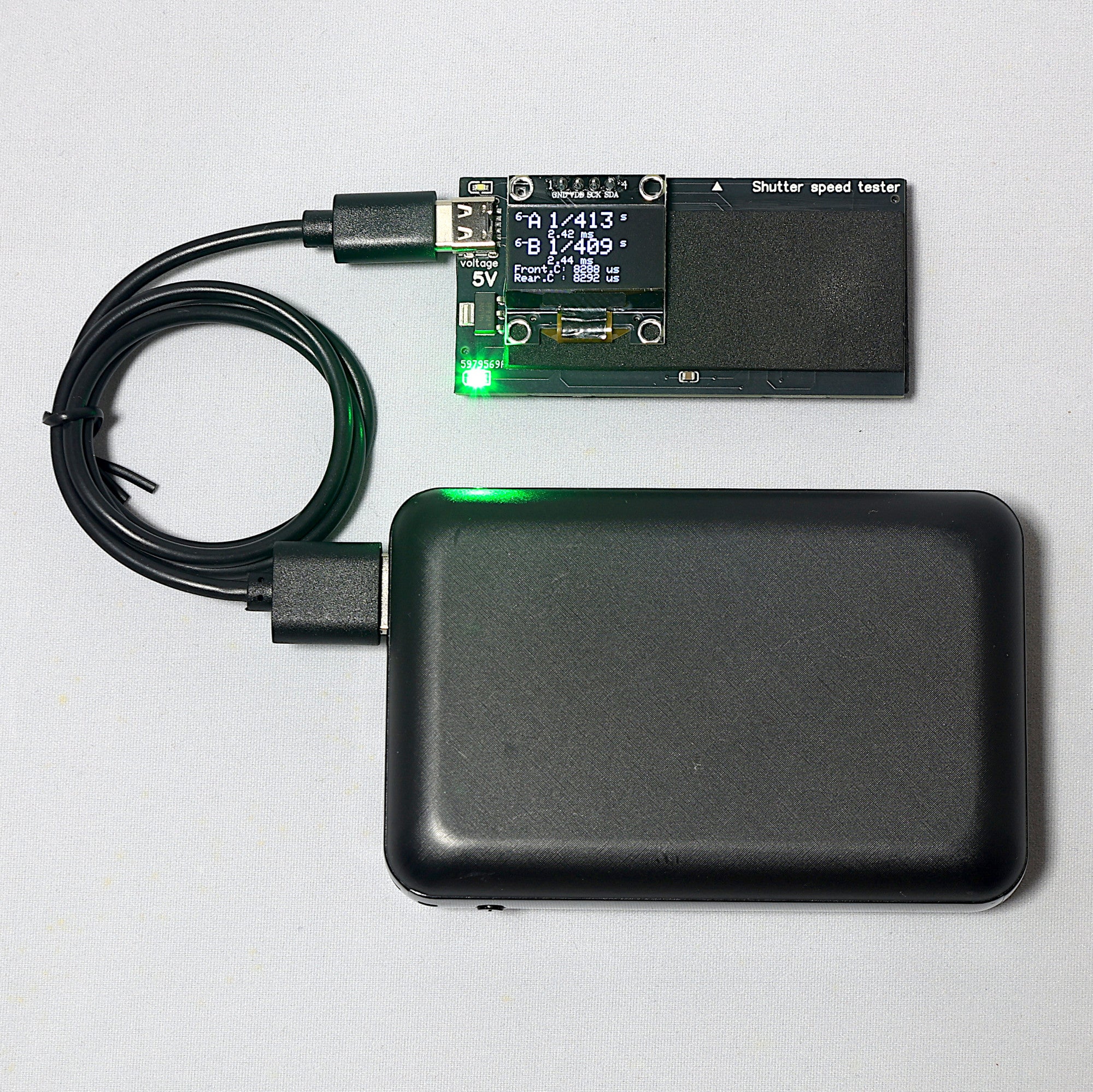 シャッタースピードテスターMini・光源ライト付き（フォーカルプレーンシャッター用／35mmフイルムカメラ用）