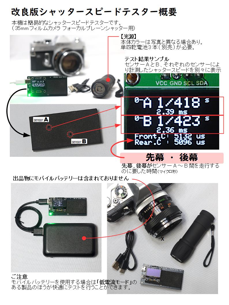 改良版シャッタースピードテスター（35mmフイルムカメラ用／光源ライト付き シャッタースピードテスターMini・光源ライト付き（フォーカルプレーン