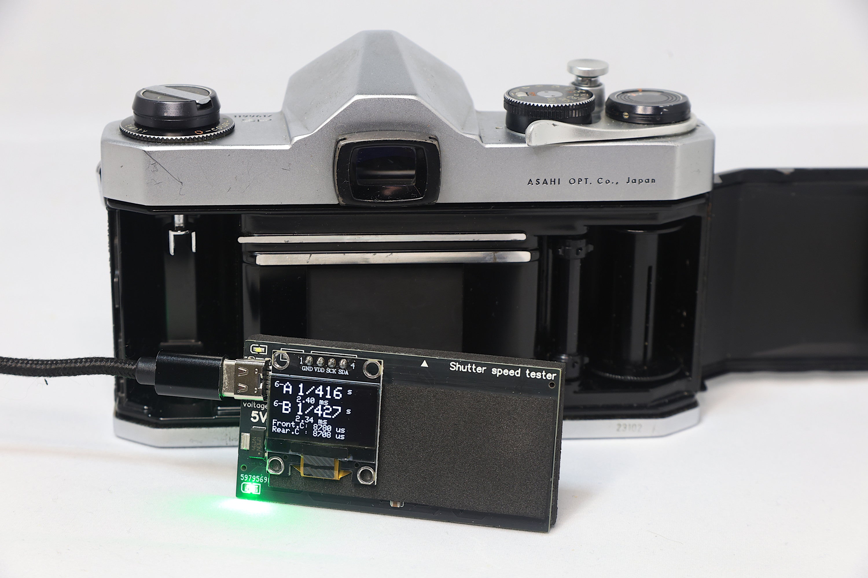 改良版シャッタースピードテスター（35mmフイルムカメラ用／光源ライト付き シャッタースピードテスターMini・光源ライト付き（フォーカルプレーン